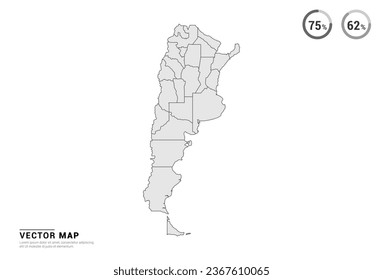 Vector grey map of Argentina isolated on white background.