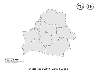 Vektorgraue Karte von Belarus einzeln auf weißem Hintergrund.
