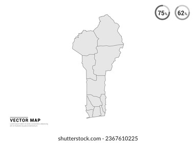 Vector grey map of Benin isolated on white background.