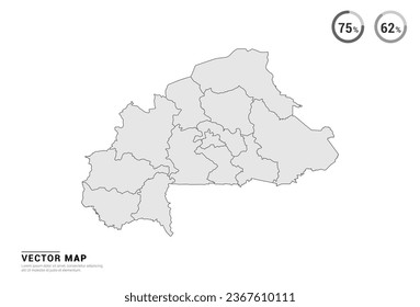 Vector grey map of Burkina Faso isolated on white background.