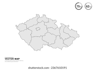 Vector grey map of Czech Republic isolated on white background.
