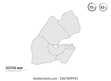 Vector grey map of Djibouti isolated on white background.