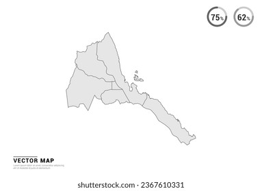 Vector grey map of Eritrea isolated on white background.