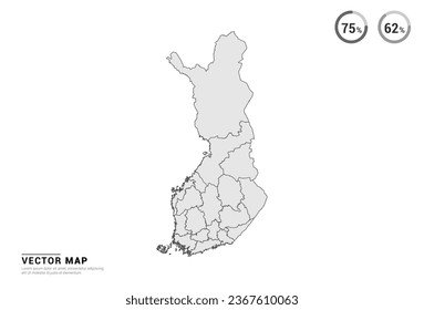 Vector grey map of Finland isolated on white background.