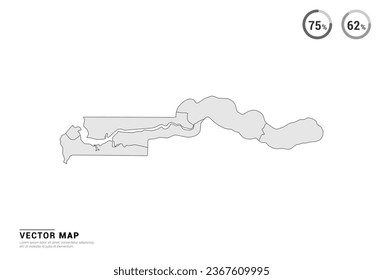 Vector grey map of Gambia isolated on white background.