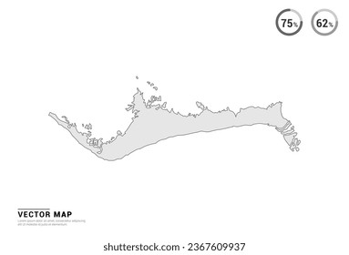 Vector grey map of Grand Bahama isolated on white background.