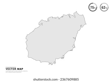 Vector grey map of Hainan isolated on white background.