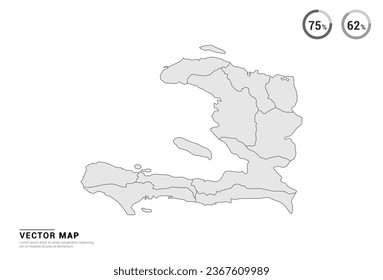 Vector grey map of Haiti isolated on white background.
