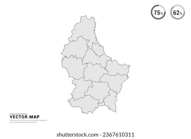 Vektorgraue Karte von Luxemburg einzeln auf weißem Hintergrund.
