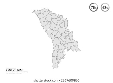 Vector grey map of Moldova isolated on white background.