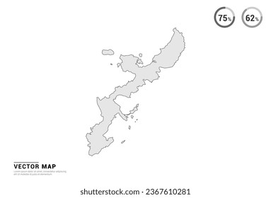 Mapa gris vectorial de Okinawa aislado en fondo blanco.