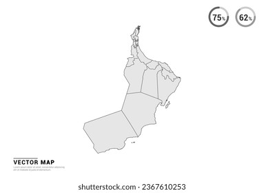 Vector grey map of Oman isolated on white background.