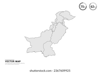 Vector grey map of Pakistan isolated on white background.