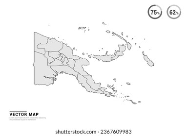 Vector grey map of Papua New Guinea isolated on white background.