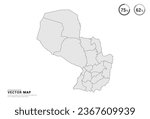 Vector grey map of Paraguay isolated on white background.