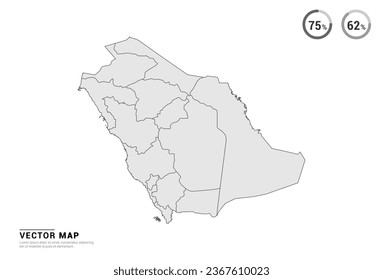 Vector grey map of Saudi Arabia isolated on white background.