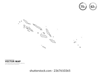 Mapa gris vectorial de la isla Salomón aislado en fondo blanco.