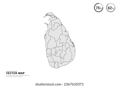 Mapa gris vectorial de Sri Lanka aislado en fondo blanco.