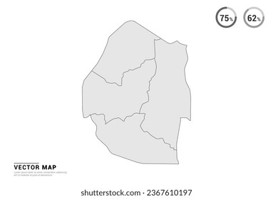 Vector grey map of Swaziland isolated on white background.
