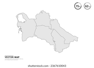 Vector grey map of Turkmenistan isolated on white background.