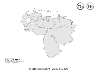 Vector grey map of Venezuela isolated on white background.