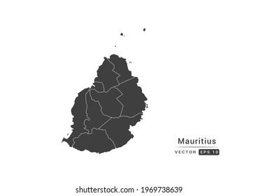 Vector grey Mauritius map on white background