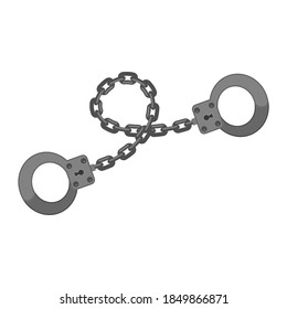 Esposas de metal gris vectorial aisladas en fondo blanco.