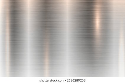 Vector grey metallic tones background. Abstract gradient bright and shiny light reflection brushed steel metal texture. Illustration for background, backdrop, web, wallpaper, print and design artwork.