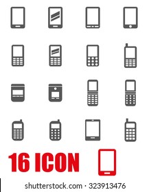 Vector grey mobile phone icon set.