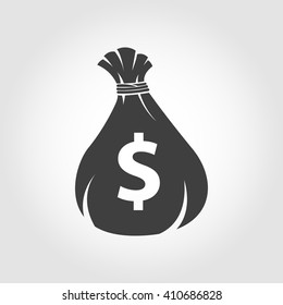 Vector grey money bag icon on white background