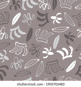 Vector grey monochrome hand drawn bananas doodle background pattern. Perfect for fabric, scrapbooking and wallpaper projects.