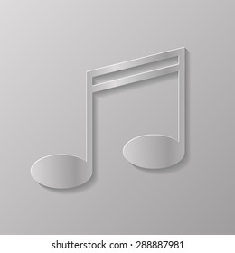 Vector Grey Music Note Isolated on Grey Background