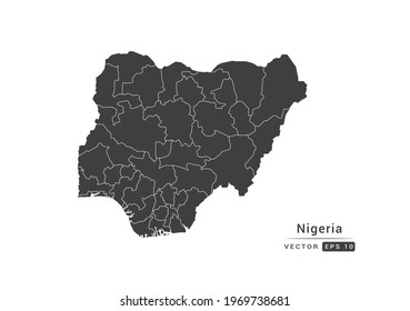 Vector grey Nigeria map on white background