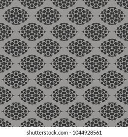 Vector Grey Ornamental Seamless Line Pattern. Endless Texture. Oriental Geometric Ornament