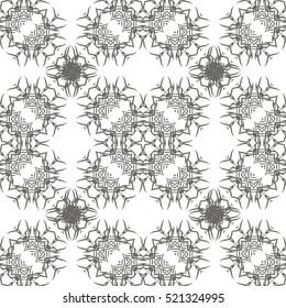 Vector Grey Ornamental Seamless Line Pattern. Endless Texture. Oriental Geometric 