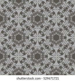 Vector Grey Ornamental Seamless Line Pattern. Endless Texture. Oriental Geometric Ornament