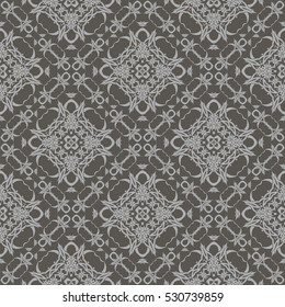 Vector Grey Ornamental Seamless Line Pattern. Endless Texture. Oriental Geometric Ornament