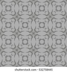 Vector Grey Ornamental Seamless Line Pattern. Endless Texture. Oriental Geometric Ornament