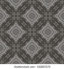 Vector Grey Ornamental Seamless Line Pattern. Endless Texture. Oriental Geometric Ornament