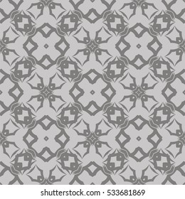 Vector Grey Ornamental Seamless Line Pattern. Endless Texture. Oriental Geometric Ornament