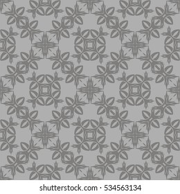 Vector Grey Ornamental Seamless Line Pattern. Endless Texture. Oriental Geometric Ornament