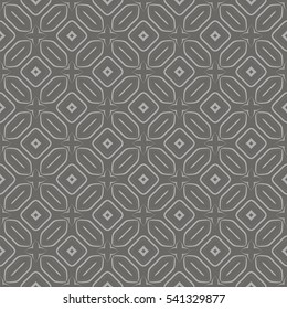 Vector Grey Ornamental Seamless Line Pattern. Endless Texture. Oriental Geometric Ornament