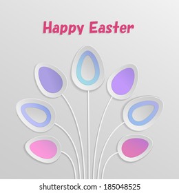 Vector grey paper card with easter eggs