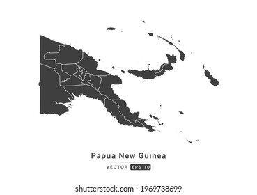 Vector grey Papua New Guinea map on white background