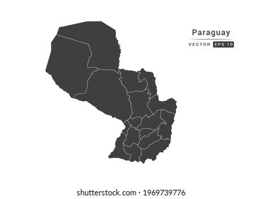 Vector grey Paraguay map on white background