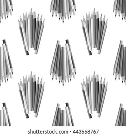 Vector Grey Pencils Isolated on White Background. Grey Pencils Seamless Pattern