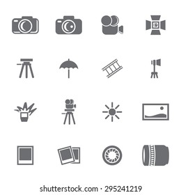 Vector grey photo icon set on white background