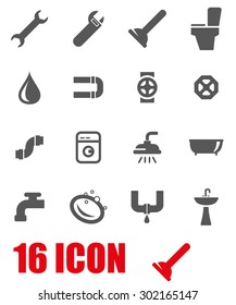 Vector grey plumbing icon set.