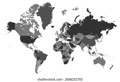 Vector grey political world map