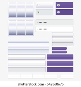 Vector grey and purple user interface elements